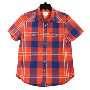 Lucky Brand Western Plaid Shirt Mens M Pearl Snap Cowboy Americana‎ Country
